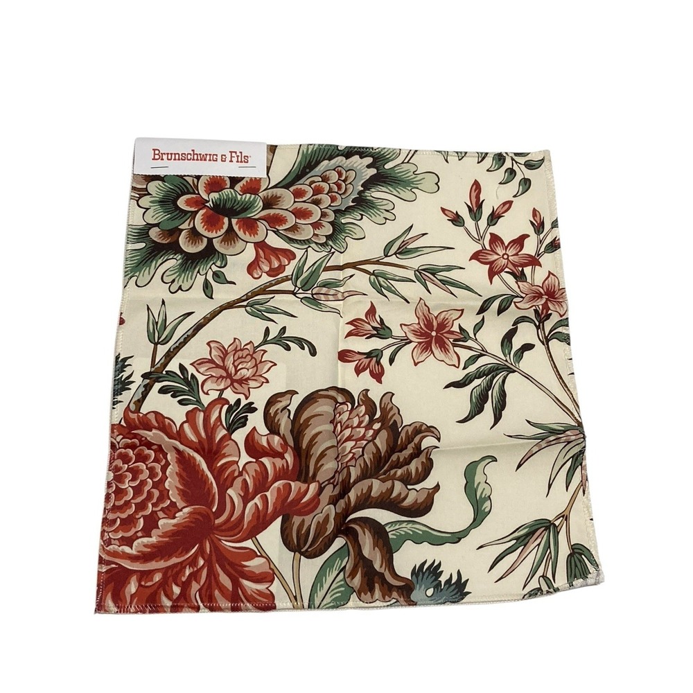Brunschwig & Fils‎ Sample Floral Luberon Print In Red/Teal  12.5"